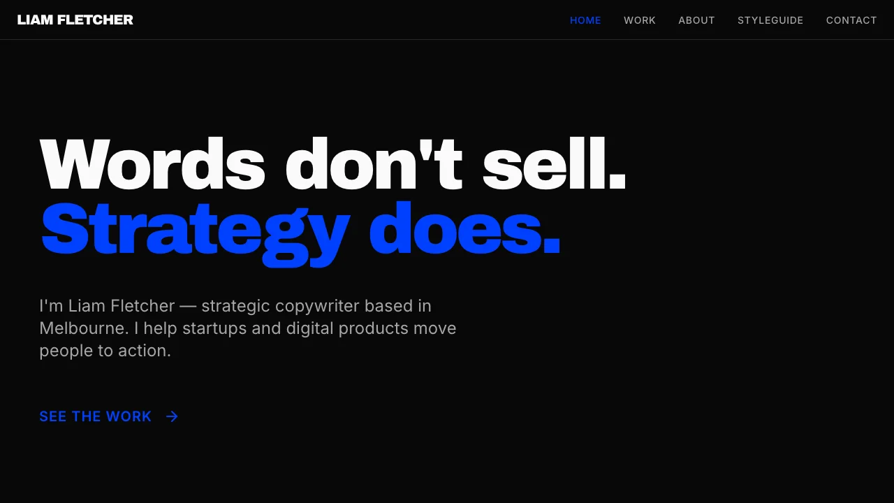 Screenshot of Inkwell - Brutalist Copywriter Portfolio